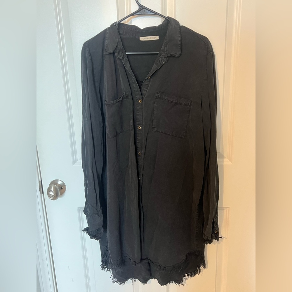 Black Button-Up Shirt Dress